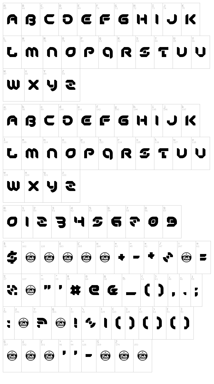 Peace And Equality font map